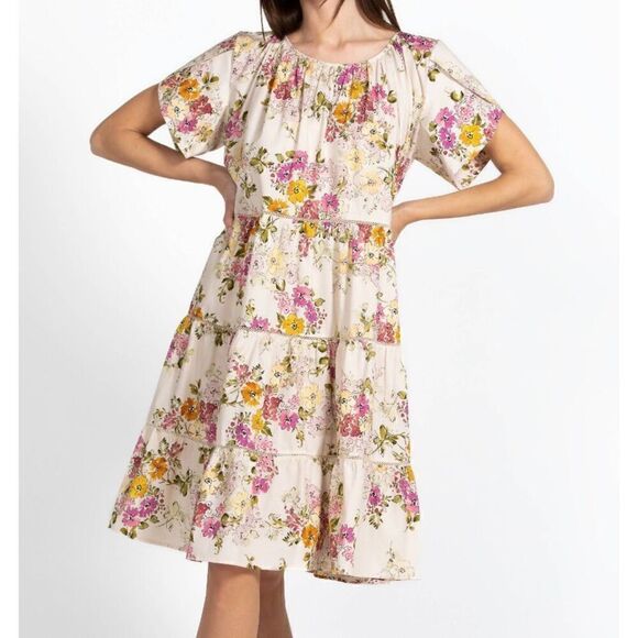 Johnny Was Dresses & Skirts - NWT Johnny Was Magnolia Tiered Floral Short SleeveMini Dress Medium L35223-1